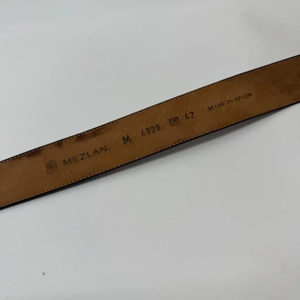 Mezlan Men’s Brown Leather Belt Made in Spain Size 42